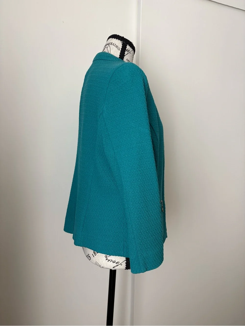 Alfani Teal Open-Front Textured Blazer Jacket